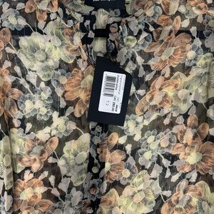 The Kooples Floral Sheer Blouse - Black, Cream, Orange with lurex - classy